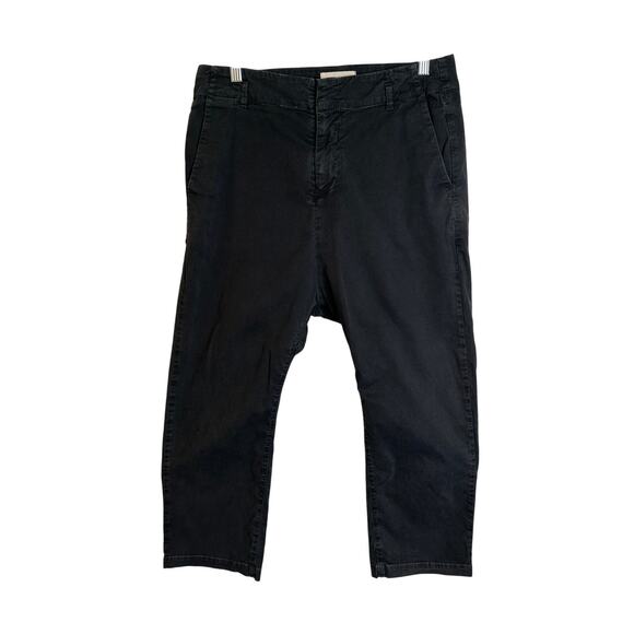 Nili Lotan 6 Slouchy Paris Pants $345 Cotton Drop Crotch Crop Washed Black - Picture 3 of 9